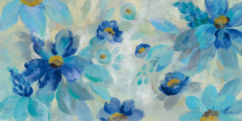 Vassileva Silvia Blu Fiori Whisper I Astratto cm80X160 Immagine su CARTA TELA PANNELLO CORNICE Orizzontale