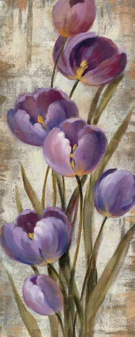 Vassileva Silvia Royal Purple Tulips II Floreale cm91X36 Immagine su CARTA TELA PANNELLO CORNICE Verticale