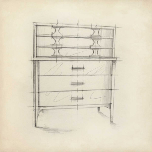 Harper Ethan Furniture Design VII Mid Century Decorativo cm73X73 Immagine su CARTA TELA PANNELLO CORNICE Quadrata