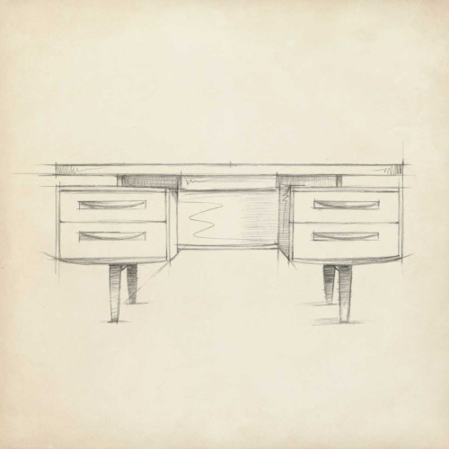 Harper Ethan Furniture Design VI Mid Century Decorativo cm73X73 Immagine su CARTA TELA PANNELLO CORNICE Quadrata
