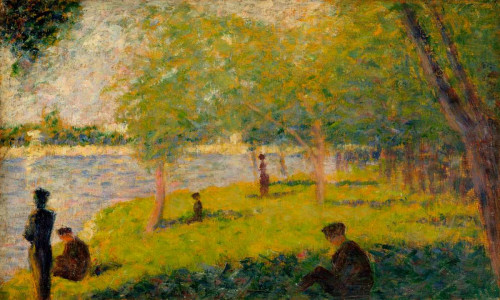 Seurat Georges Studio per una Domenica su La Grande Jatte Paesaggio cm82X137 Immagine su CARTA TELA PANNELLO CORNICE Orizzontale