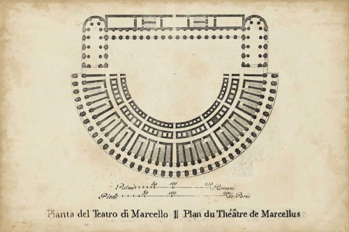 Unknown Piano per il Teatro di Marcello Architettura cm73X109 Immagine su CARTA TELA PANNELLO CORNICE Orizzontale