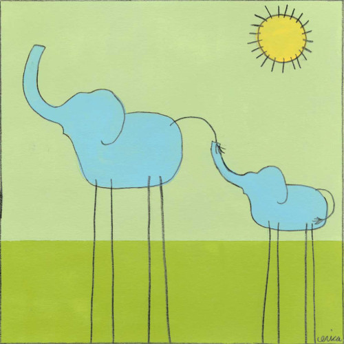 Vess June Erica Stick leg Elephant II Animali & Natura cm54X54 Immagine su CARTA TELA PANNELLO CORNICE Quadrata