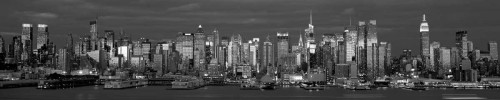 Berenholtz Richard Manhattan Skyline di New York al crepuscolo fotografia cm52X272 Immagine su CARTA TELA PANNELLO CORNICE Orizzontale