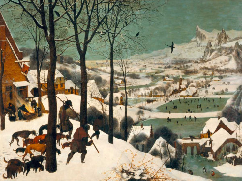 Bruegel the Elder Pieter Cacciatori nella neve (inverno) europeo cm76X100 Immagine su CARTA TELA PANNELLO CORNICE Orizzontale