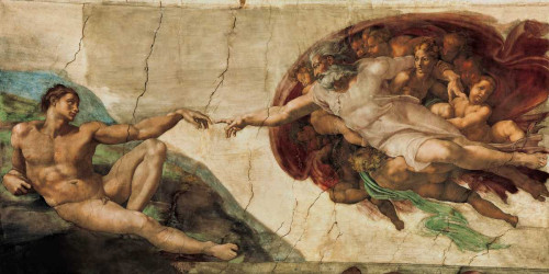 Buonarroti Michelangelo La creazione di Adamo Tradizionale cm84X171 Immagine su CARTA TELA PANNELLO CORNICE Orizzontale