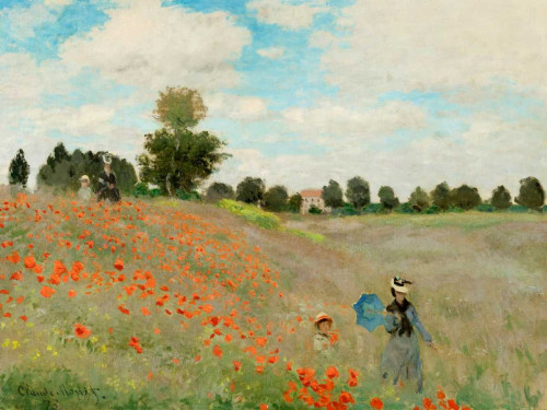 Monet Claude papaveri Paesaggio cm84X111 Immagine su CARTA TELA PANNELLO CORNICE Orizzontale