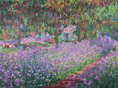 Monet Claude The Artists Giardino a Giverny Paesaggio cm84X111 Immagine su CARTA TELA PANNELLO CORNICE Orizzontale
