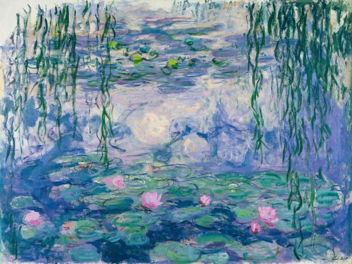 Monet Claude Ninfee Paesaggio cm84X111 Immagine su CARTA TELA PANNELLO CORNICE Orizzontale