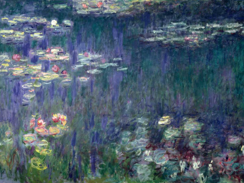 Monet Claude Waterlilies  verdi Riflessioni Paesaggio cm84X111 Immagine su CARTA TELA PANNELLO CORNICE Orizzontale