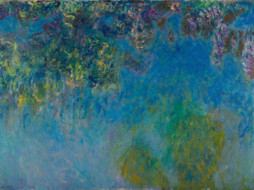 Monet Claude Glicine Paesaggio cm84X111 Immagine su CARTA TELA PANNELLO CORNICE Orizzontale