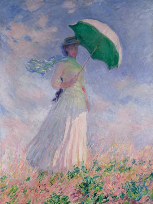 Monet Claude Donna con parasole destra Paesaggio cm111X84 Immagine su CARTA TELA PANNELLO CORNICE Verticale