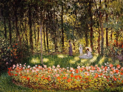 Monet Claude boscosa Scene Paesaggio cm84X111 Immagine su CARTA TELA PANNELLO CORNICE Orizzontale