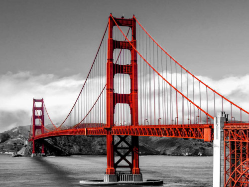 Pangea Images Golden Gate Bridge, San Francisco Costiero cm84X111 Immagine su CARTA TELA PANNELLO CORNICE Orizzontale