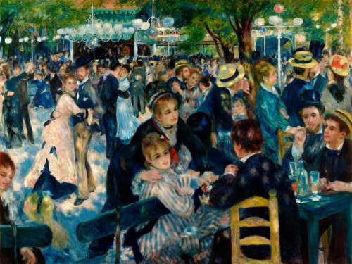 Renoir Pierre Auguste Ballare a Le Moulin de la Galette Figurativo cm84X111 Immagine su CARTA TELA PANNELLO CORNICE Orizzontale