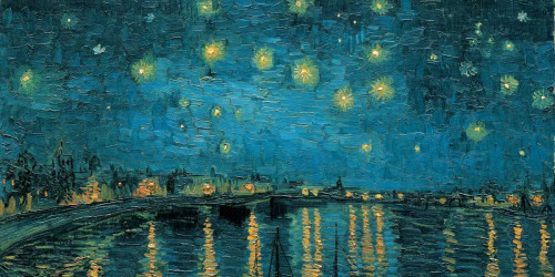Van Gogh Vincent La notte stellata Paesaggio cm84X171 Immagine su CARTA TELA PANNELLO CORNICE Orizzontale