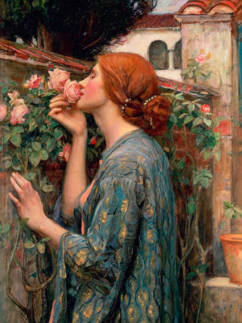 Waterhouse John William L'anima della rosa Figurativo cm111X84 Immagine su CARTA TELA PANNELLO CORNICE Verticale