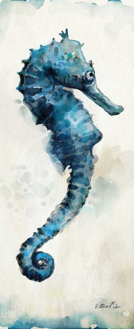 Milan Vittorio Acquerello Seahorse Panel I Bagno cm91X36 Immagine su CARTA TELA PANNELLO CORNICE Verticale