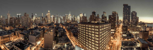 Frank Assaf paesaggio urbano Lower Manhattan, New York Architettura cm77X237 Immagine su CARTA TELA PANNELLO CORNICE Orizzontale