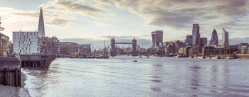 Frank Assaf skyline di Londra sul fiume Tamigi, nel Regno Unito Costiero cm84X219 Immagine su CARTA TELA PANNELLO CORNICE Orizzontale