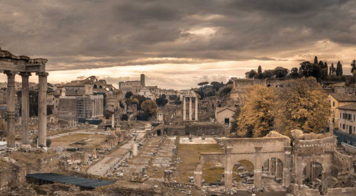 Frank Assaf Le rovine del Foro Romano, Roma, Italia europeo cm54X100 Immagine su CARTA TELA PANNELLO CORNICE Orizzontale