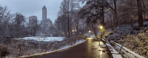 Frank Assaf Central park con skyline di Manhattan, New York Paesaggio cm84X217 Immagine su CARTA TELA PANNELLO CORNICE Orizzontale