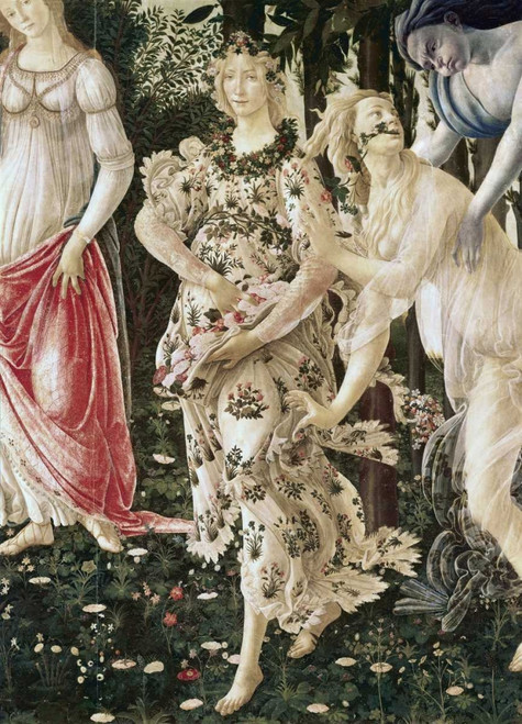 Botticelli Sandro Spring   Dettaglio Floreale cm96X68 Immagine su CARTA TELA PANNELLO CORNICE Verticale