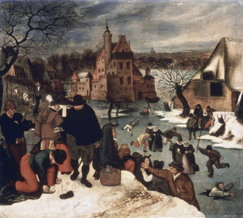 Bruegel Pieter the Younger Paesaggio invernale # 3 Paesaggio cm77X86 Immagine su CARTA TELA PANNELLO CORNICE Orizzontale