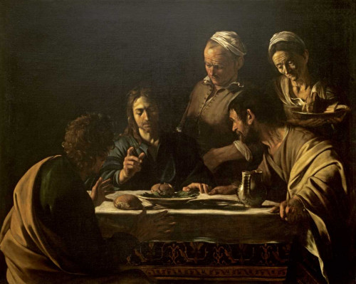 Caravaggio Cena in Emmaus Figurativo cm70X89 Immagine su CARTA TELA PANNELLO CORNICE Orizzontale