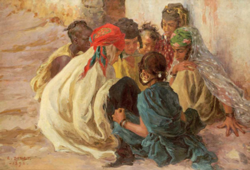 Dinet Alphonse Etienne Giochi di bambini arabi Arte per bambini cm59X89 Immagine su CARTA TELA PANNELLO CORNICE Orizzontale
