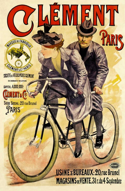 Gilbert A. Biciclette Clement Giochi e Sport cm118X78 Immagine su CARTA TELA PANNELLO CORNICE Verticale