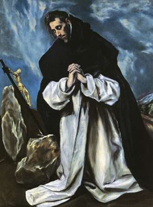 Greco El San Domenico in preghiera museo cm82X59 Immagine su CARTA TELA PANNELLO CORNICE Verticale