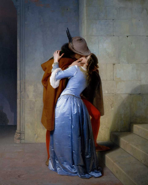 Hayez Francesco Il bacio Figurativo cm82X66 Immagine su CARTA TELA PANNELLO CORNICE Verticale