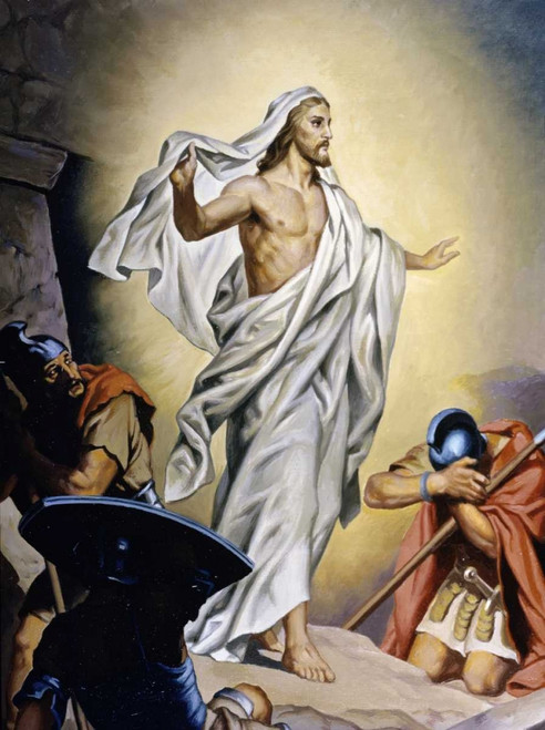 Hofmann Heinrich La risurrezione di Gesù Figurativo cm89X66 Immagine su CARTA TELA PANNELLO CORNICE Verticale