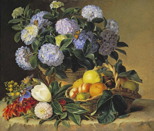 Jensen Johan Laurents Hydrangea in un'urna Floreale cm64X75 Immagine su CARTA TELA PANNELLO CORNICE Orizzontale