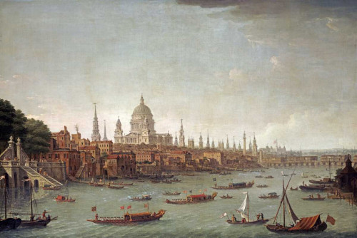 Joli Antonio Una vista panoramica della City of London Costiero cm59X89 Immagine su CARTA TELA PANNELLO CORNICE Orizzontale