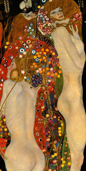 Klimt Gustav Sea Serpents VI Figurativo cm137X68 Immagine su CARTA TELA PANNELLO CORNICE Verticale