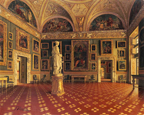 Maestosi Francesco Sala DellIliad, Palazzo Pitti, Firenze Architettura cm80X100 Immagine su CARTA TELA PANNELLO CORNICE Orizzontale