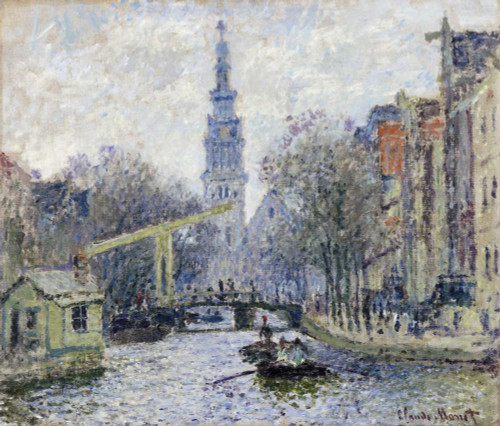 Monet Claude Canale, Amsterdam Costiero cm66X77 Immagine su CARTA TELA PANNELLO CORNICE Orizzontale