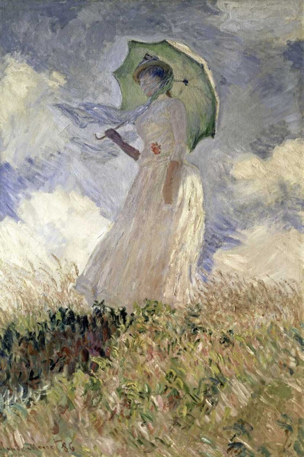 Monet Claude Donna con parasole volto alla sinistra, 1886 Floreale cm98X64 Immagine su CARTA TELA PANNELLO CORNICE Verticale