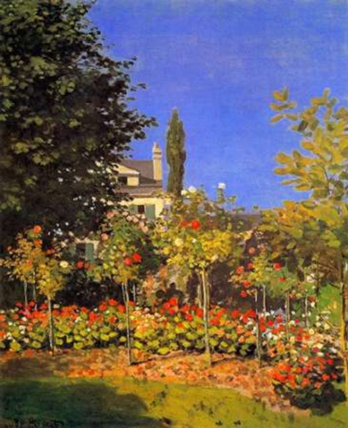 Monet Claude Fioritura Garden 1866 museo cm82X66 Immagine su CARTA TELA PANNELLO CORNICE Verticale