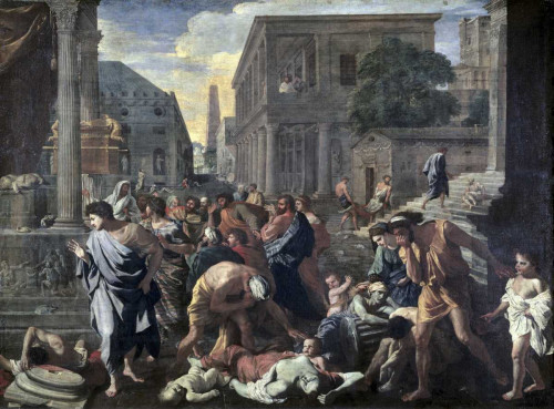 Poussin Nicolas Piaga Ashdod Nel 1030 aC Architettura cm73X100 Immagine su CARTA TELA PANNELLO CORNICE Orizzontale