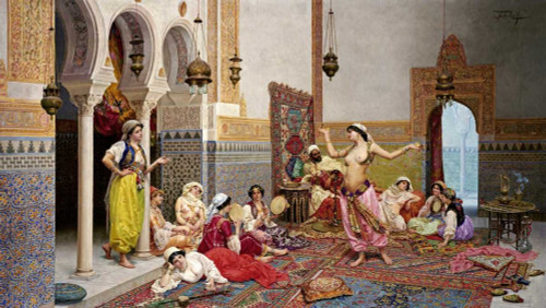 Rosati Giulio L'Harem Danza Danza cm50X89 Immagine su CARTA TELA PANNELLO CORNICE Orizzontale