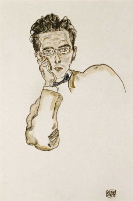 Schiele Egon Ritratto di The Art Dealer Paul Wengraf Figurativo cm82X54 Immagine su CARTA TELA PANNELLO CORNICE Verticale