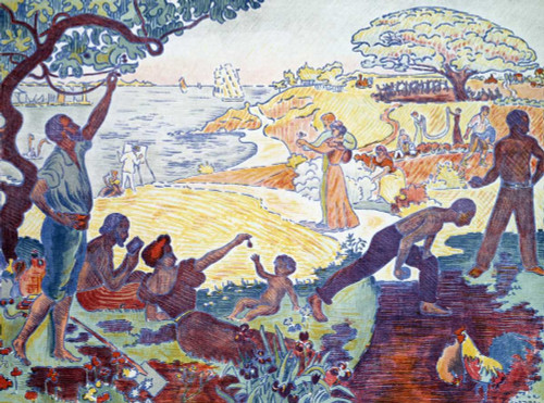 Signac Paul Tempo di Armonia Paesaggio cm64X86 Immagine su CARTA TELA PANNELLO CORNICE Orizzontale