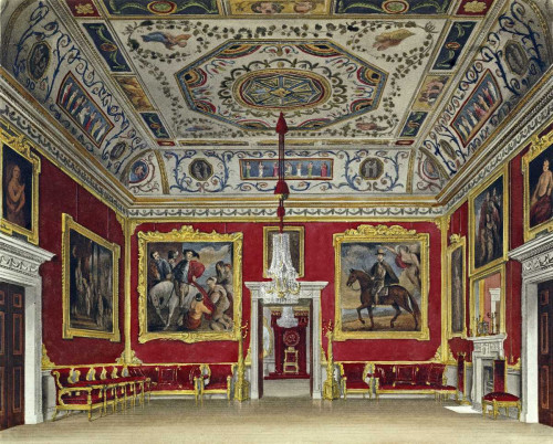 Stephanoff I. Drawing Room, Buckingham House Decorativo cm52X64 Immagine su CARTA TELA PANNELLO CORNICE Orizzontale