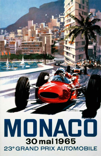 Turner Michael Gran Premio di Monaco 1965 europeo cm120X76 Immagine su CARTA TELA PANNELLO CORNICE Verticale