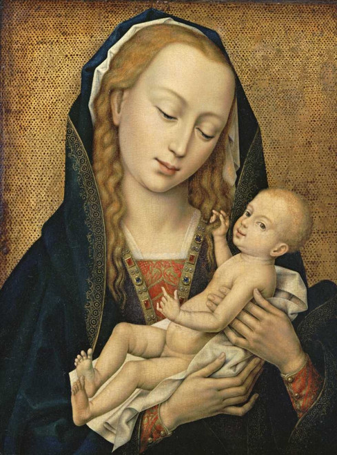 Van Der Weyden Rogier Vergine e il Bambino Religione cm75X54 Immagine su CARTA TELA PANNELLO CORNICE Verticale