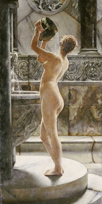 Weguelin John Richard Il bagno Figurativo cm100X50 Immagine su CARTA TELA PANNELLO CORNICE Verticale