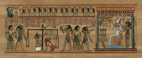 anonymous Papiro egiziano con Faraone Figurativo cm70X173 Immagine su CARTA TELA PANNELLO CORNICE Orizzontale